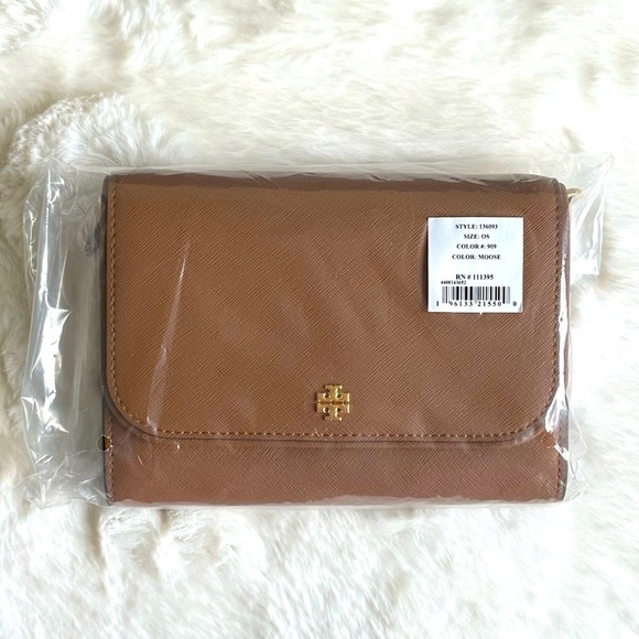 NEW Tory Burch bag crossbody 2 straps camel color brown leather NWT - Picture 4 of 11